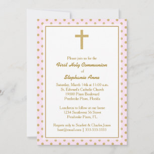 Communiroze met Gold Polka Dots Kaart