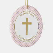 Communiroze met Gold Polka Dots Keramisch Ornament (Rechts)