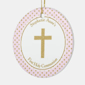 Communiroze met Gold Polka Dots Keramisch Ornament (Links)