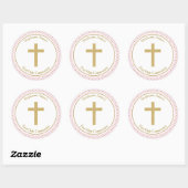 Communiroze met Gold Polka Dots Ronde Sticker (Vel)