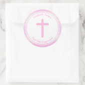 Communiroze Waterverf Ronde Sticker (Tas)