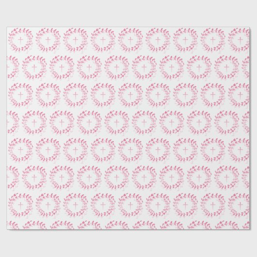 Communiroze Wreath en Cross Cadeaupapier (Vlak)