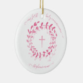 Communiroze Wreath en Cross Keramisch Ornament (Rechts)