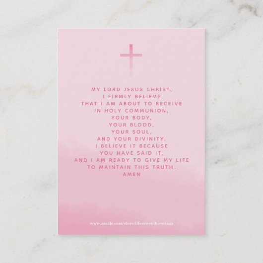 Communiroze Wreath en Cross Visitekaartje (Achterkant)