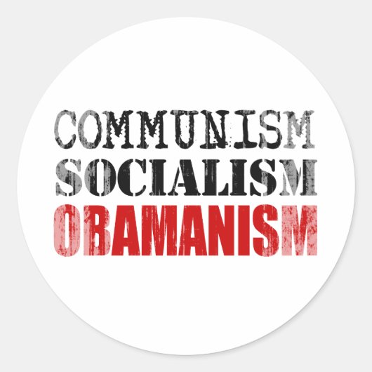 COMMUNISME SOCIALISME OBAMANISME Faded.png Ronde Sticker (Voorkant)