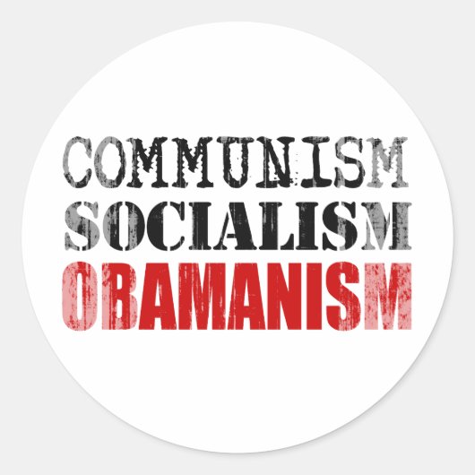 COMMUNISME SOCIALISME OBAMANISME Faded.png Ronde Sticker (Voorkant)