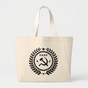 Communist CCCP Hammer Sickle Badge Grote Tote Bag