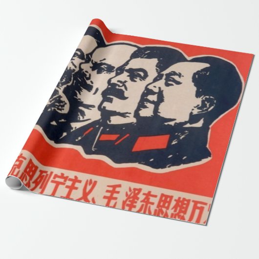 Communist Heads Propaganda Chairman Mao Stalin Cadeaupapier (Uitgerold)
