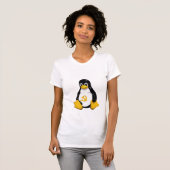 Communist Penguin (Linux) over de witte vrouwen T-shirt (Voorkant volledig)