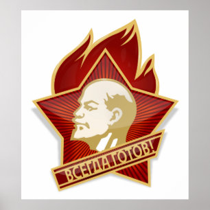 Communist van de Pioneers Vladimir Lenin Poster