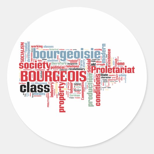Communistisch manifest Word Cloud Ronde Sticker (Voorkant)