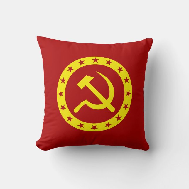 Communistisch Symbool Hamer Sikkel Kussen (Voorkant)