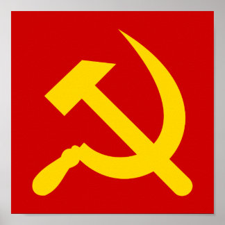 Communistische hamer en sikkel poster