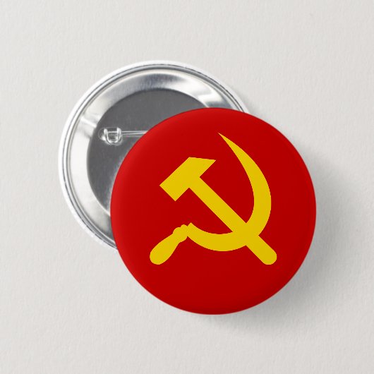 Communistische hamer en sikkel ronde button 5,7 cm (Voorkant /achterkant)