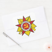 Communistische Insignia Hamer en Sikkelkleurige Vierkante Sticker (Envelop)