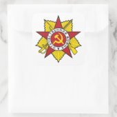 Communistische Insignia Hamer en Sikkelkleurige Vierkante Sticker (Tas)
