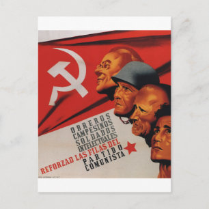 Communistische Partij (1937)_Poster Propaganda Uitnodiging Briefkaart
