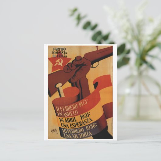 Communistische Partij van Spanje_Poster Propaganda Uitnodiging Briefkaart (Staand voorkant)