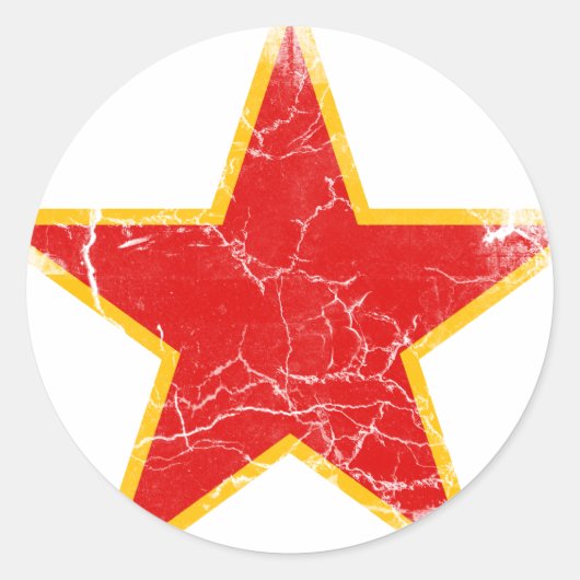 Communistische Rode Ster Vintage Ronde Sticker (Voorkant)