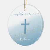 Community Cross Blue Waterverf Prayer Keramisch Ornament (Links)