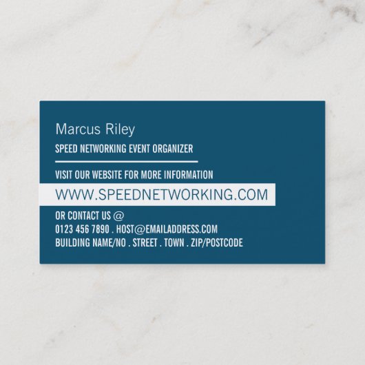 Community Design, Speed Networking Event Organizer Visitekaartje (Achterkant)