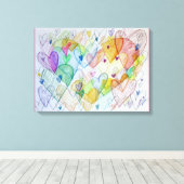Community Hearts Canvas Schilderen Kunst Schildere Afdruk (Insitu (Houten vloer))