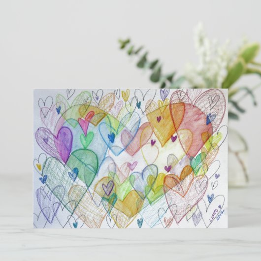 Community Hearts Color Invitation Kaart (Staand voorkant)