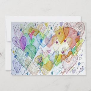 Community Hearts Color Invitation Kaart