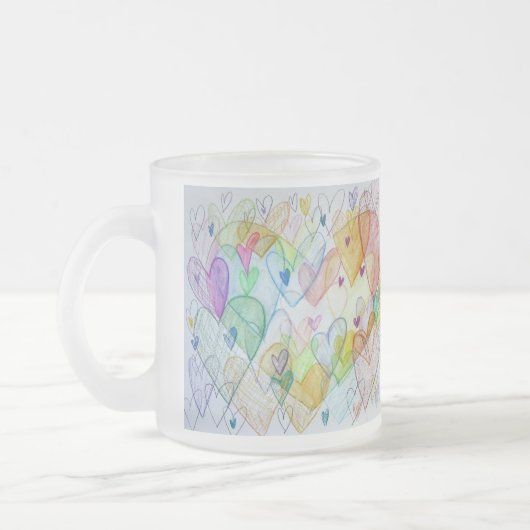 Community Hearts Rainbow - aangepaste koffiekopjes Matglas Koffiemok (Links)