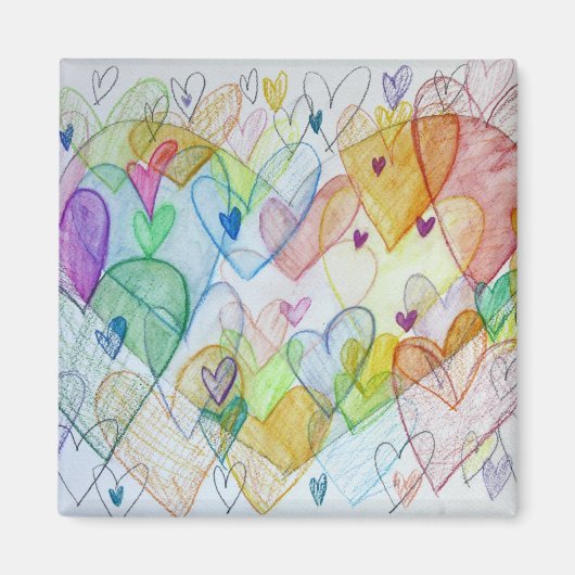 Community Hearts Rainbow Fridge Magnet (Voorkant)