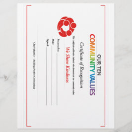 Community Kindness Certificate 8.5x11 Letterhead Briefhoofd