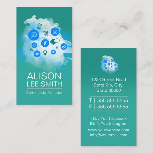 Community Manager SEM SEO Social Media Expert Visitekaartje (Voorkant / Achterkant)