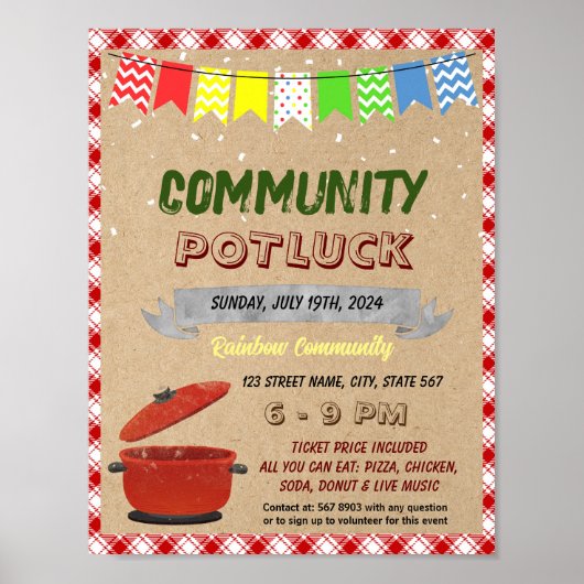 Community potluck event sjabloon poster (Voorkant)