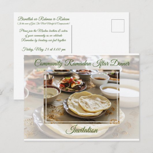 Community Ramadan Iftar Islamic Dinner Invitation Briefkaart (Voorkant / Achterkant)