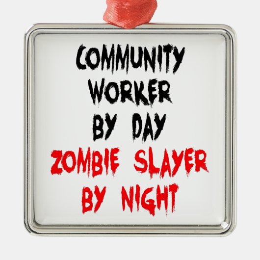 Community Worker Zombie Slayer Metalen Ornament (Voorkant)