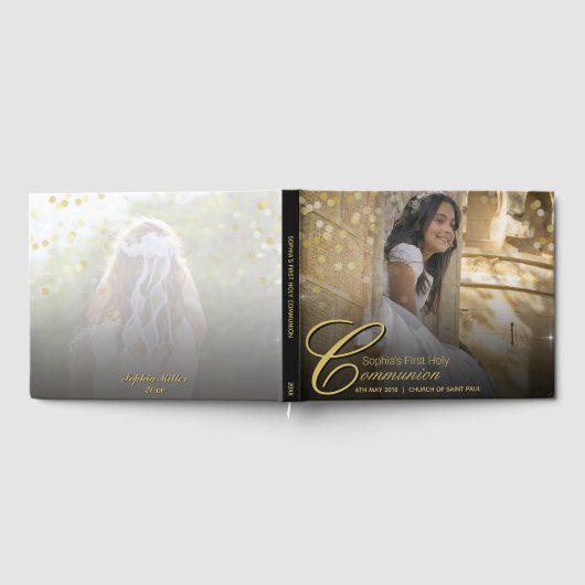 Communityfoto Elegant Gold Typografie Glitter Gastenboek (Volledig)