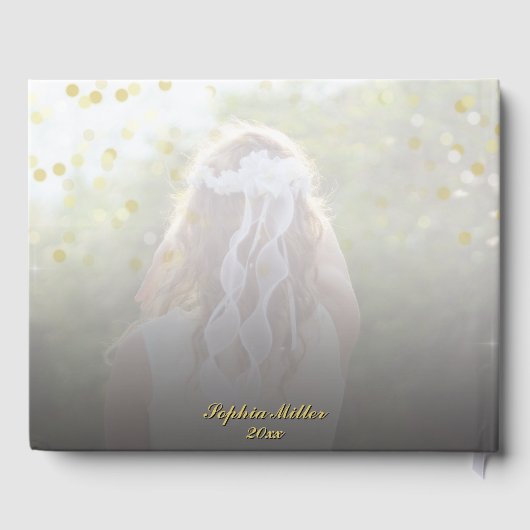 Communityfoto Elegant Gold Typografie Glitter Gastenboek (Achterkant)