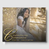 Communityfoto Elegant Gold Typografie Glitter Gastenboek (Voorkant)
