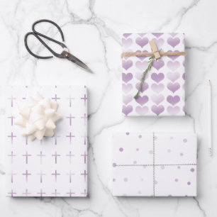Communitylavender Cross Hearts and Stippen Inpakpapier Vel