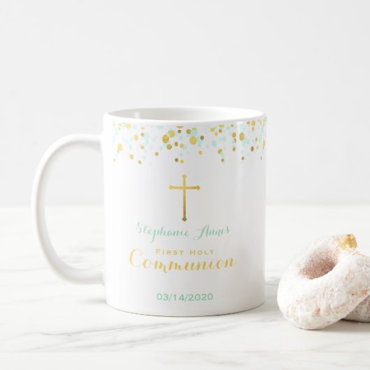 Communitymint en goudConfetti Koffiemok (Met donut)