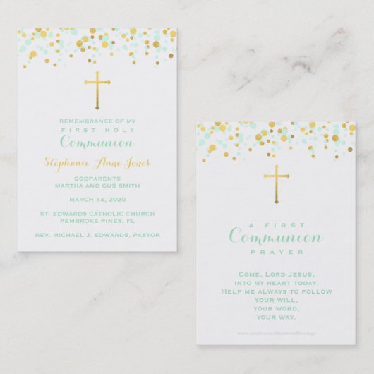 Communitymint en goudConfetti Visitekaartje (Voorkant / Achterkant)