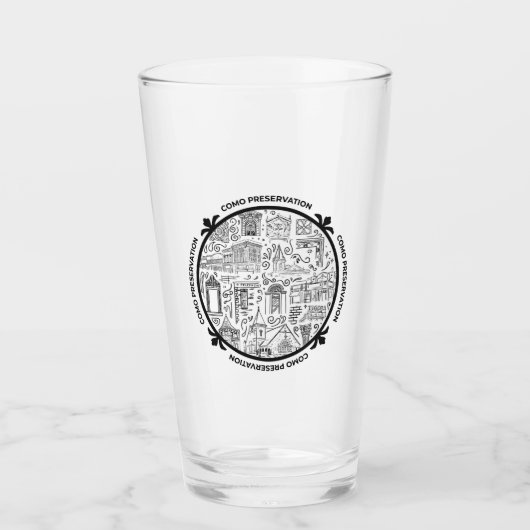 CoMo Preservation Pint Glass met lijntekeningen Glas (Voorkant)
