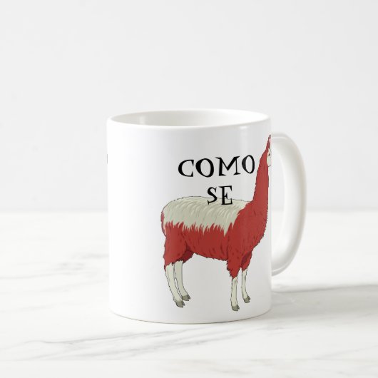 Como Se Llama Mok met het lamaafbeelding (Voorkant rechts)