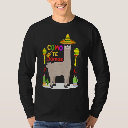 Como Tte Llamas Mexican Pet Happy Cinco De Mayo T-shirt (Voorkant)