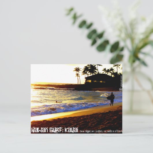 Como viajar con 1 surfer por Kauai Briefkaart (Staand voorkant)