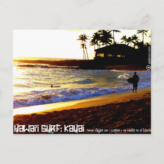 Como viajar con 1 surfer por Kauai Briefkaart (Voorkant)