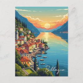 Comomeer Bellagio Italië Zonsondergang Briefkaart