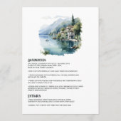 Comomeer Italiaanse bestemming bruiloft Menu (Achterkant)