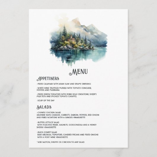 Comomeer Italiaanse bestemming bruiloft Menu (Voorkant)