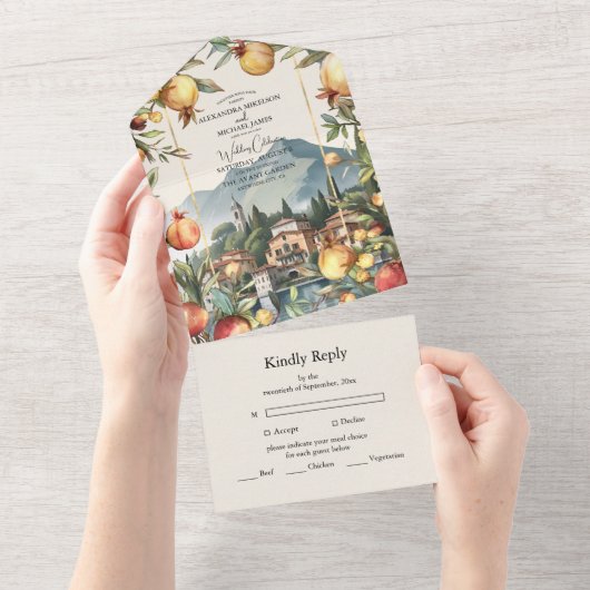 Comomeer Italië Bestemming Bruiloft All In One Uitnodiging (Afscheurbaar)